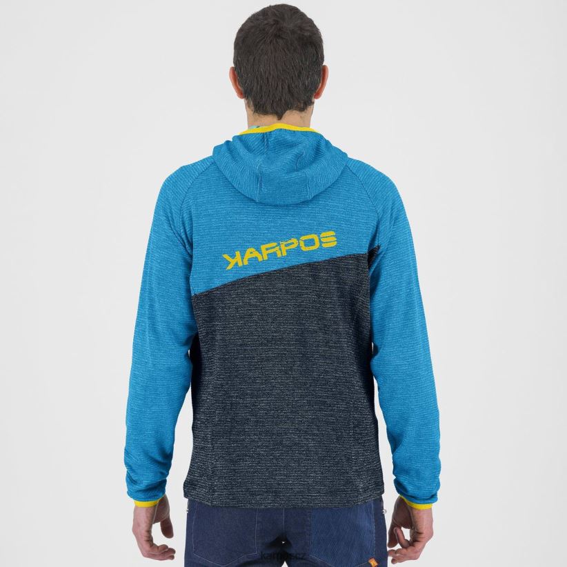 camoscio mikina s kapucí na zip muži Karpos půlnoční/diva blue kapucí| T6XZZH179