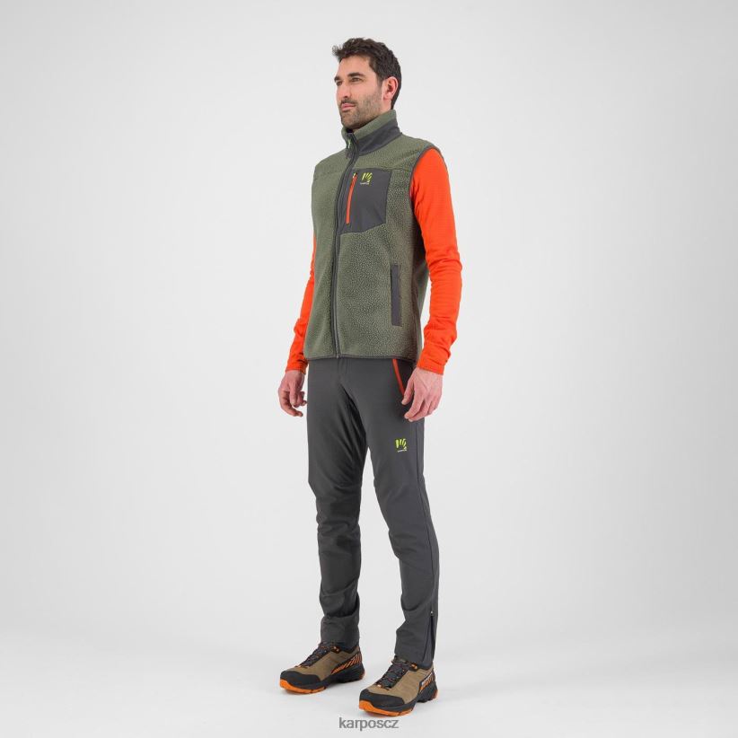 Fleecová vesta z 80. let muži Karpos tymián/černý písek rouno| T6XZZH151