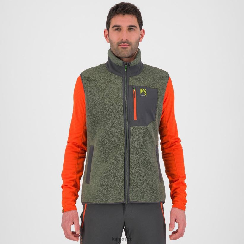Fleecová vesta z 80. let muži Karpos tymián/černý písek rouno| T6XZZH151