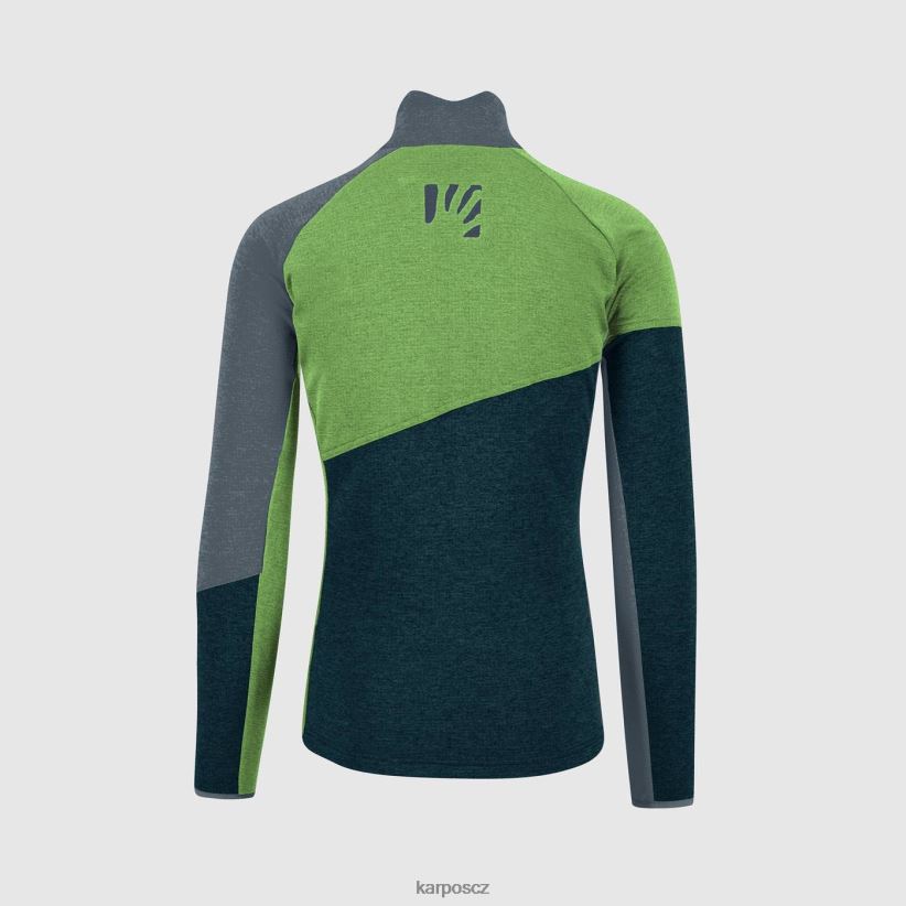 federa celorozepínací fleece muži Karpos půlnoc/zelený záblesk/tmavá lišta rouno| T6XZZH240