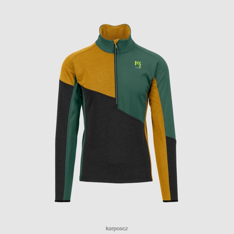 fleece federa s polovičním zipem muži Karpos černá/zlatá vločka/dýmová borovice rouno| T6XZZH264