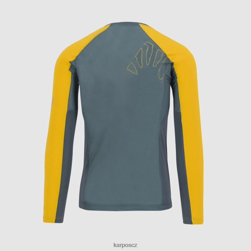 lavaredo dres ls muži Karpos tmavé břidlicové/citronové kari tričko| T6XZZH327