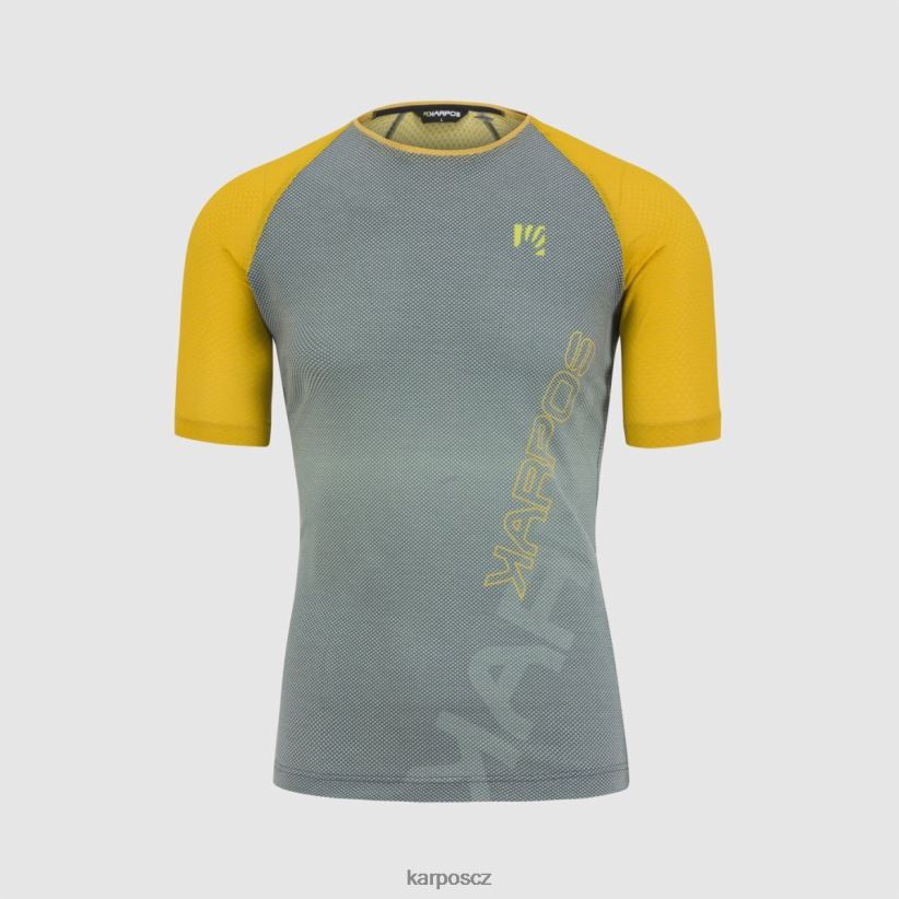 přesunutý dres evo muži Karpos tmavé břidlicové/citronové kari tričko| T6XZZH336