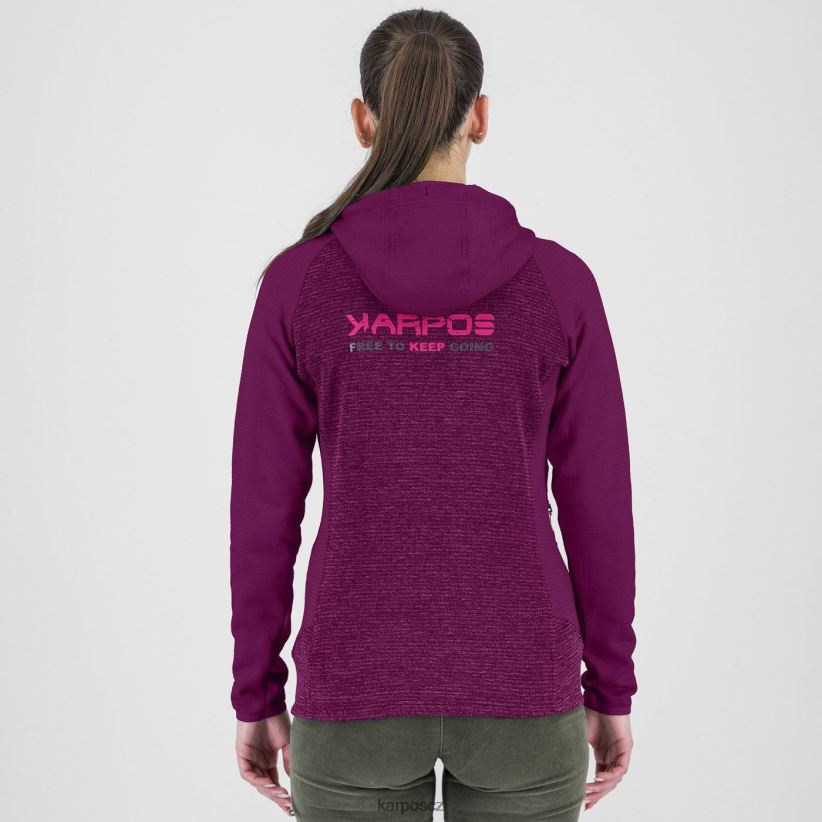 camoscio s kapucí na zip ženy Karpos borůvka rouno| T6XZZH1121